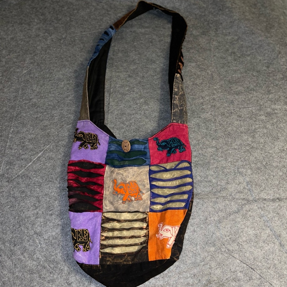 Boho Elephant Patchwork Sling Bagโ Festival Crossbody Purse